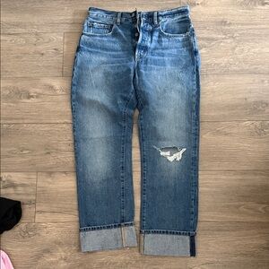 Ralph Lauren Relaxed Fit Blue Jeans with Distressed Patch